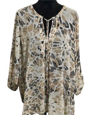 SUSAN GRAVER BOHEMIAN EARTHY PRINT TUNIC TOP SZ LG